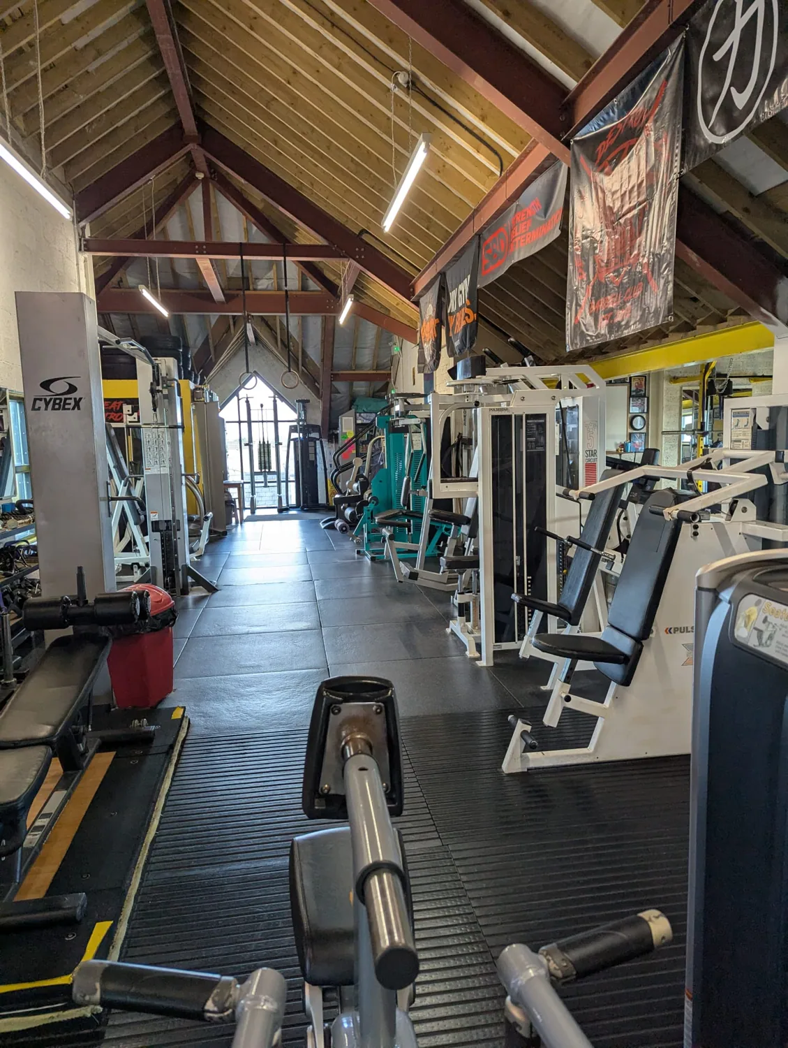 View along the gym floor towards the far end